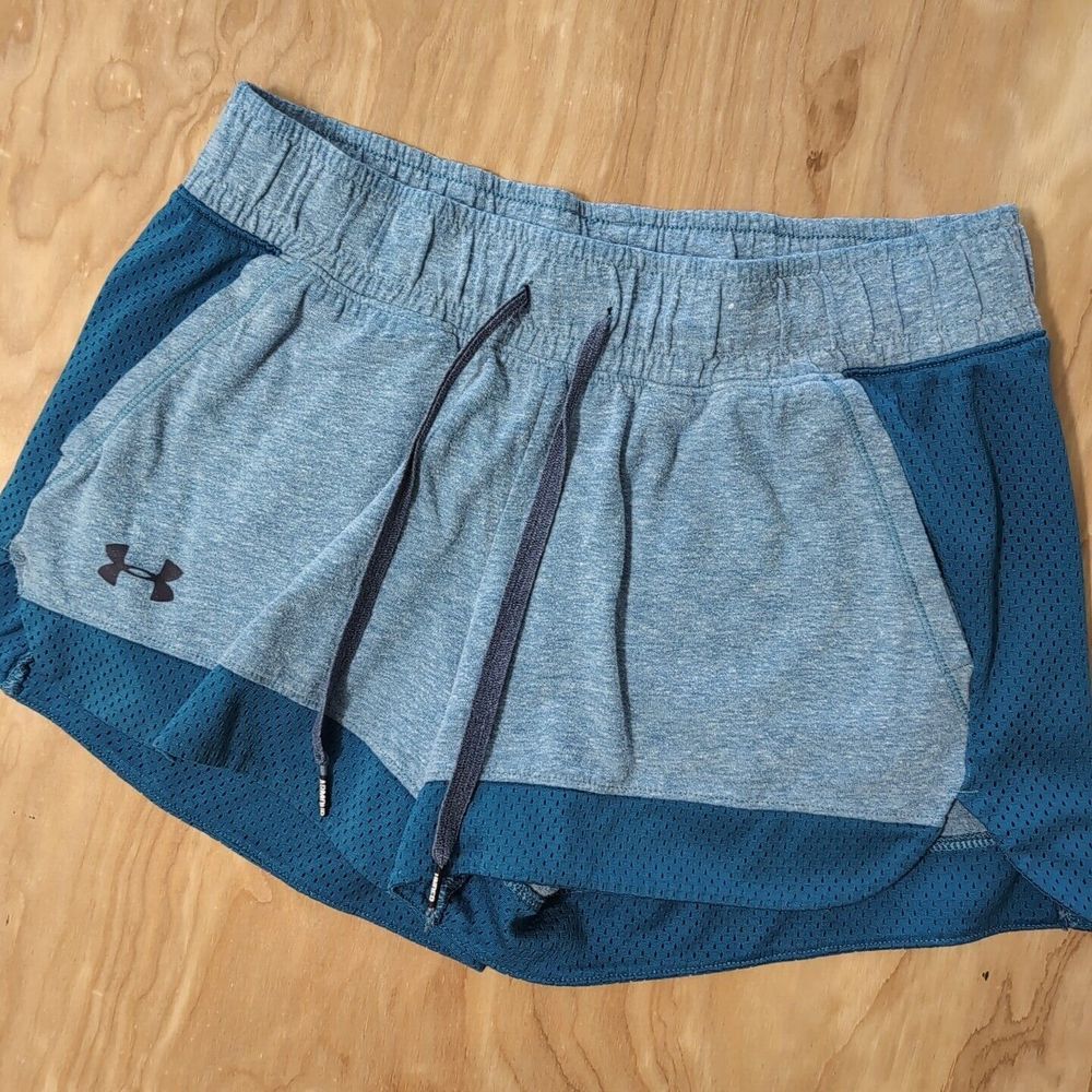 Under Armour Shorts Womens Sm Blue 3" Inseam Loose Heatgear Drawstring